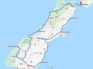 mapa nueva zelanda isla sur