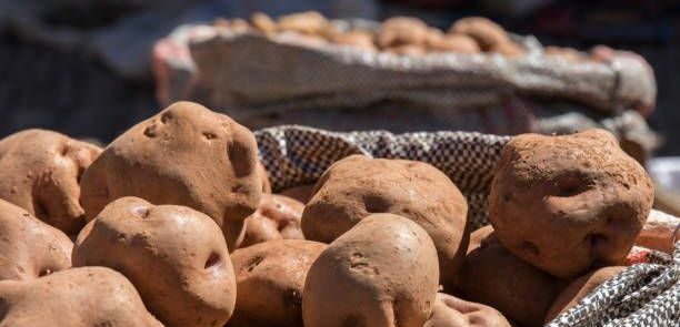 two bags of potatoes at a Peruvian market