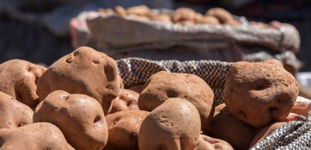 two bags of potatoes at a Peruvian market