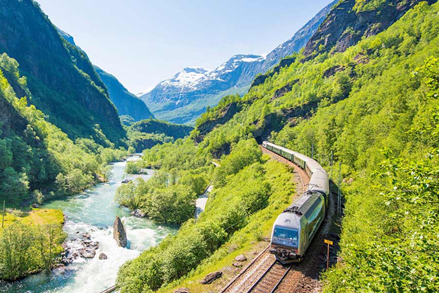 Tren de Flam de un Viaje a Noruega