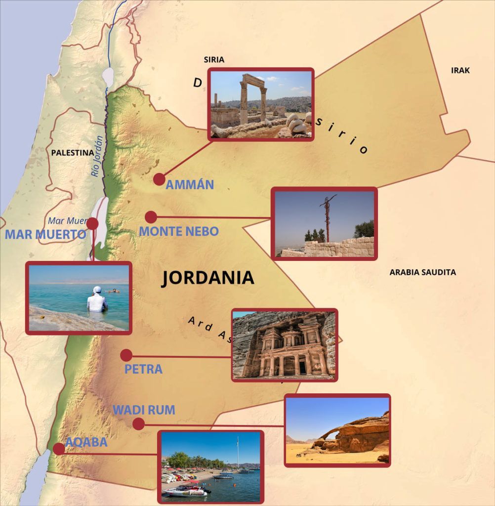Mapa puntos de interes en Jordania